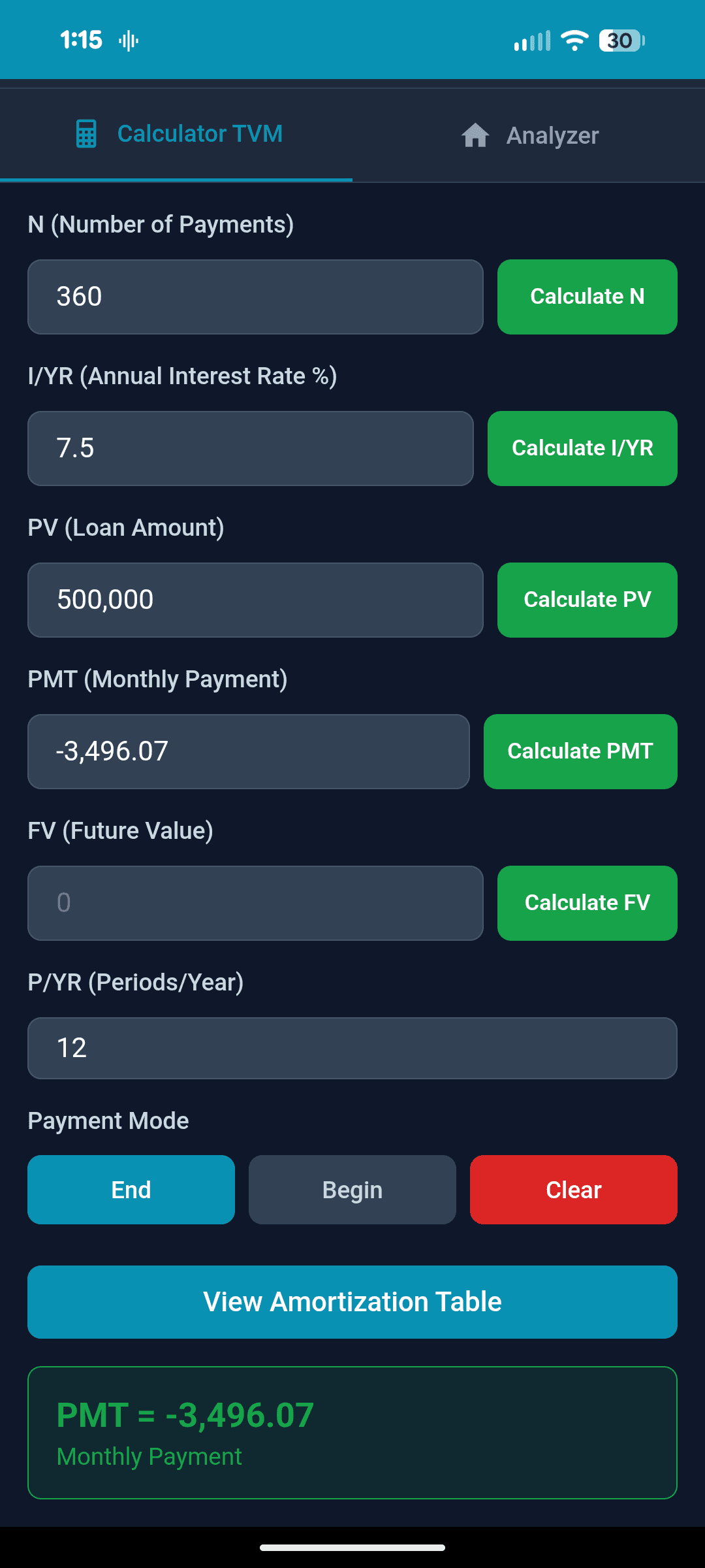 Automatic IRR Calculation